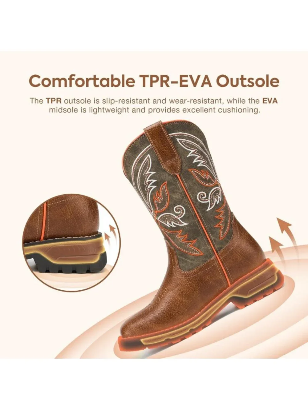 Stylish Kids Square Toe Cowboy Boots | Comfortable Mid Calf Western Riding